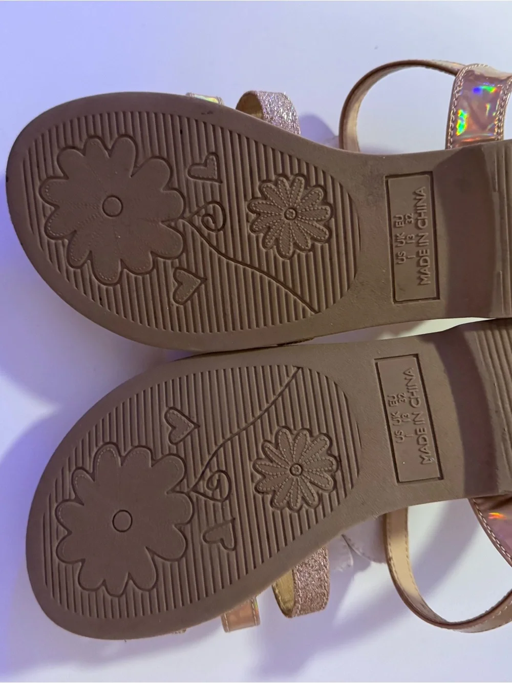Girls' Rose Gold Butterfly Strap Sandals